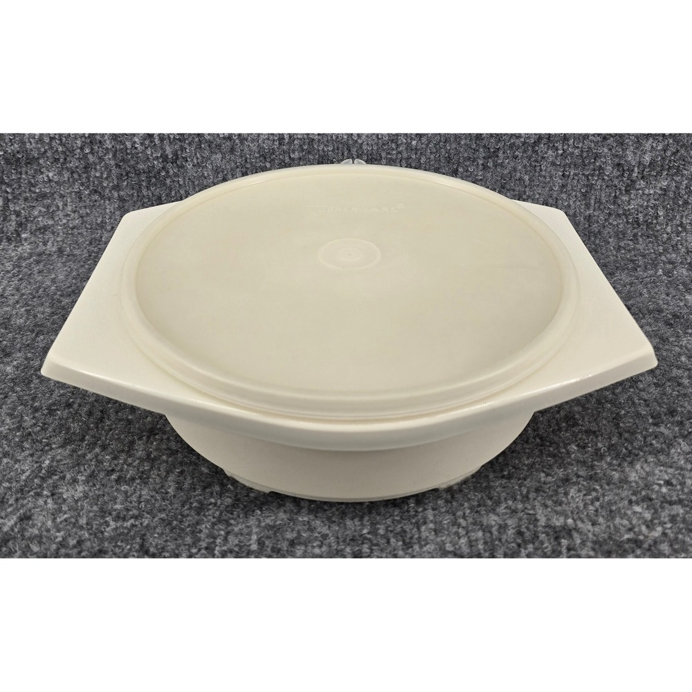 Vtg 70s Tupperware Tortilla Keeper Server 785 Almond Round w/Lid 9" Clean